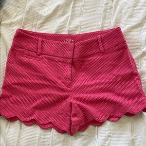 LOFT High Waist Textured Scalloped Pink Shorts